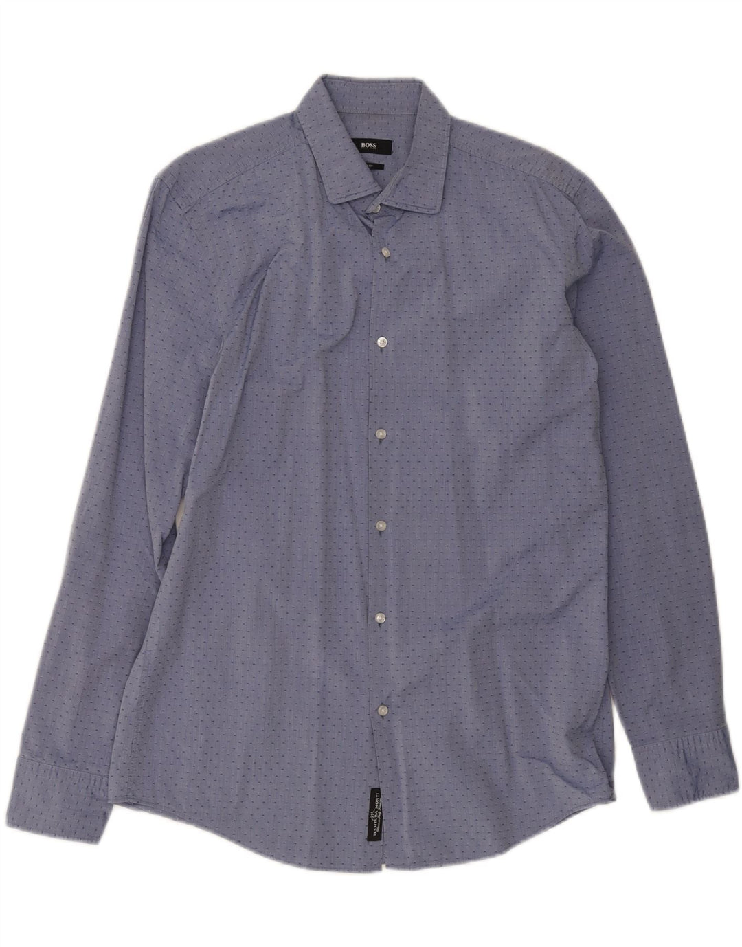 Hugo Boss Herren Slim Fit Hemd Größe 15 3/4 40 Mittelblau gefleckt
