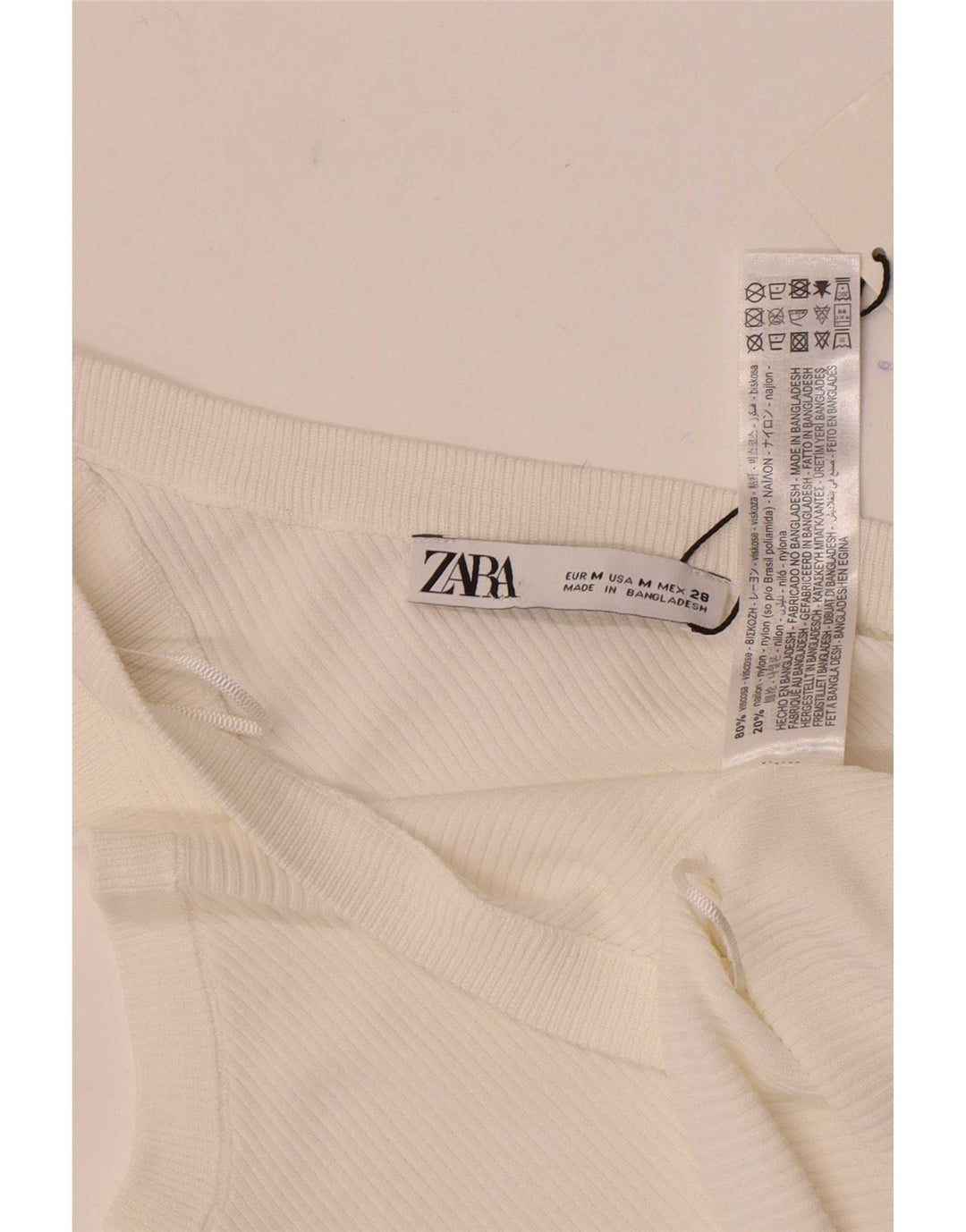 Zara Damen One-Shoulder-Top UK 12 Mittelweiße Viskose