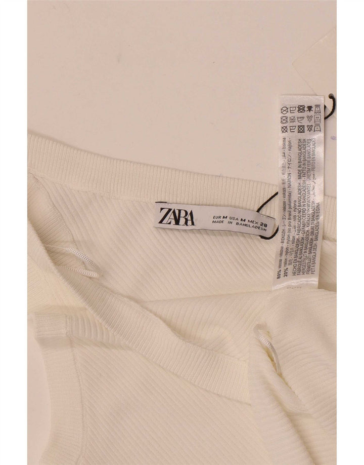 Zara Damen One-Shoulder-Top UK 12 Mittelweiße Viskose