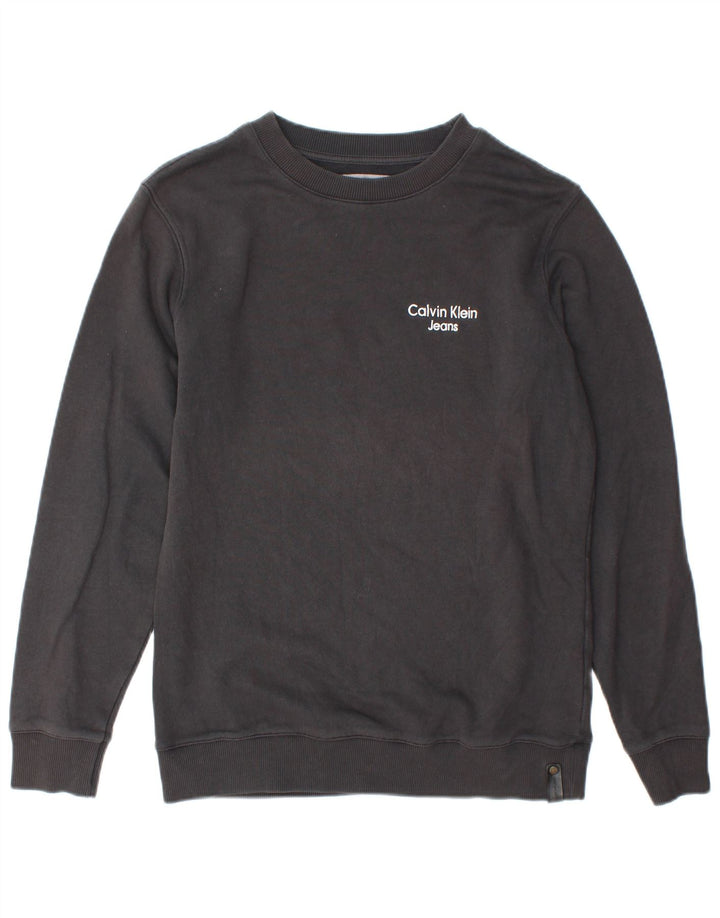 Calvin Klein Jeans Herren-Sweatshirt mit normaler Passform, Größe S, graue Baumwolle