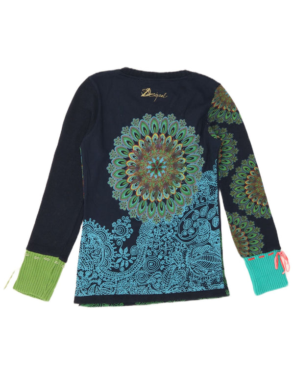 Desigual Womens Graphic Top Langarm UK 12 Mittel Marineblau Paisley