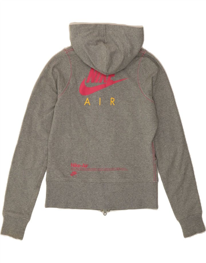 NIKE Womens Crop Graphic Zip Hoodie Sweater UK 12 Medium Grey Vintage Nike and Second-Hand Nike from Messina Hembry 
