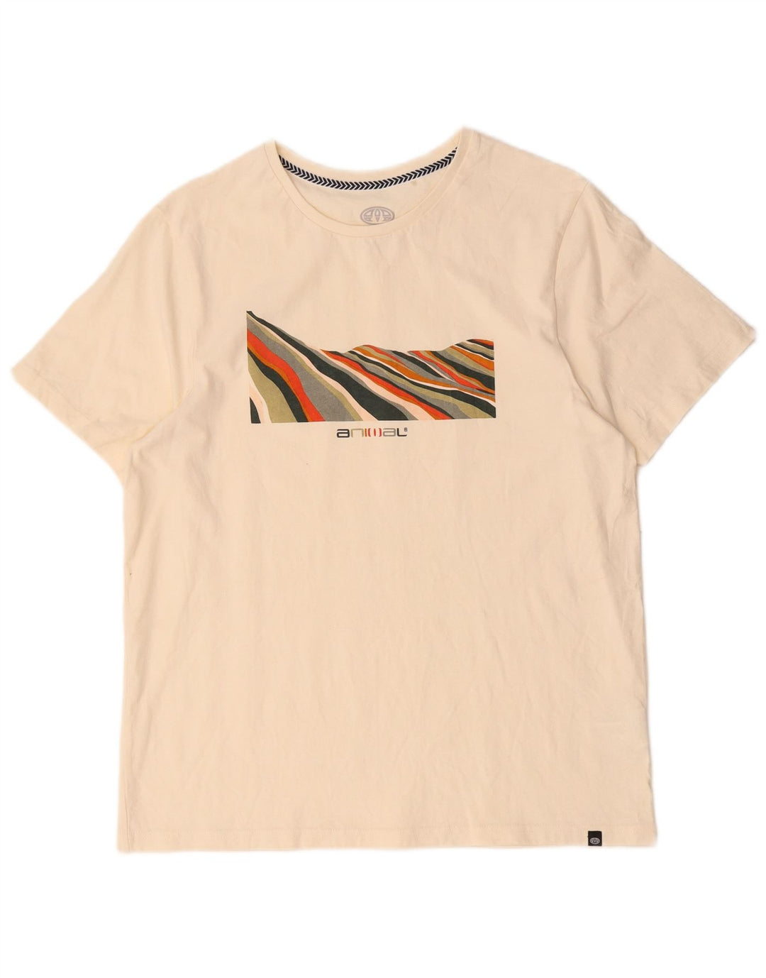 Animal-Grafik-T-Shirt-Oberteil für Herren, mittelgroß, cremefarbene Baumwolle