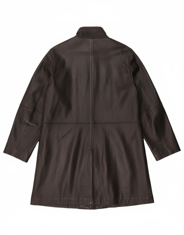 Vintage Damen Ledermantel UK 12 Mittelschwarzes Leder