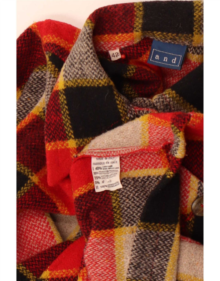 Und Damen-Flanell-Bomberjacke IT 42 Mittelrot karierte Wolle