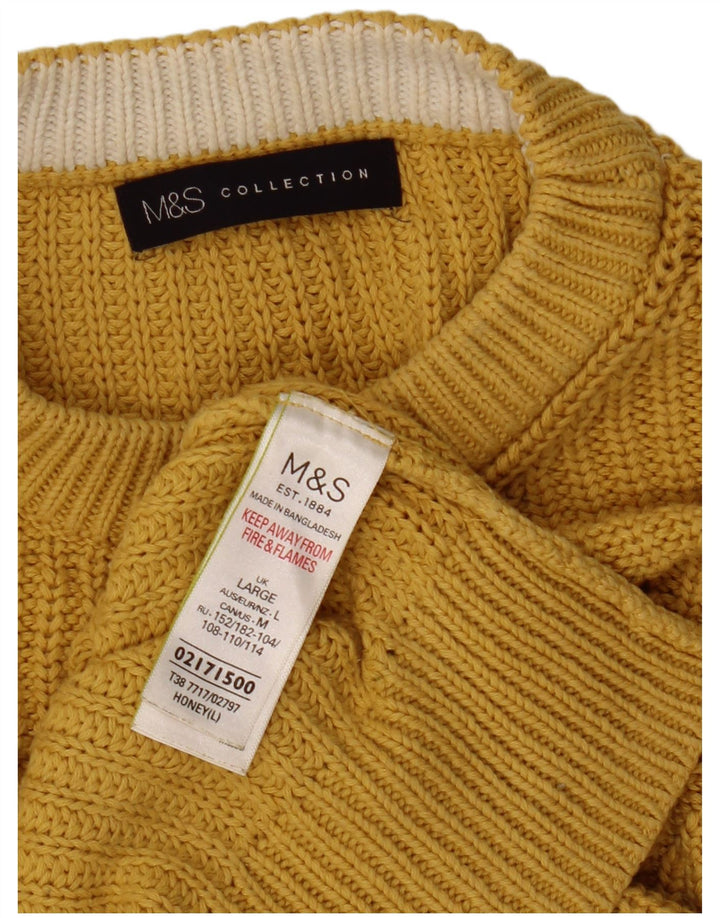 Marks & Spencer Damen-Pullover mit Rundhalsausschnitt, Gr. 40, Größe L, Gelb