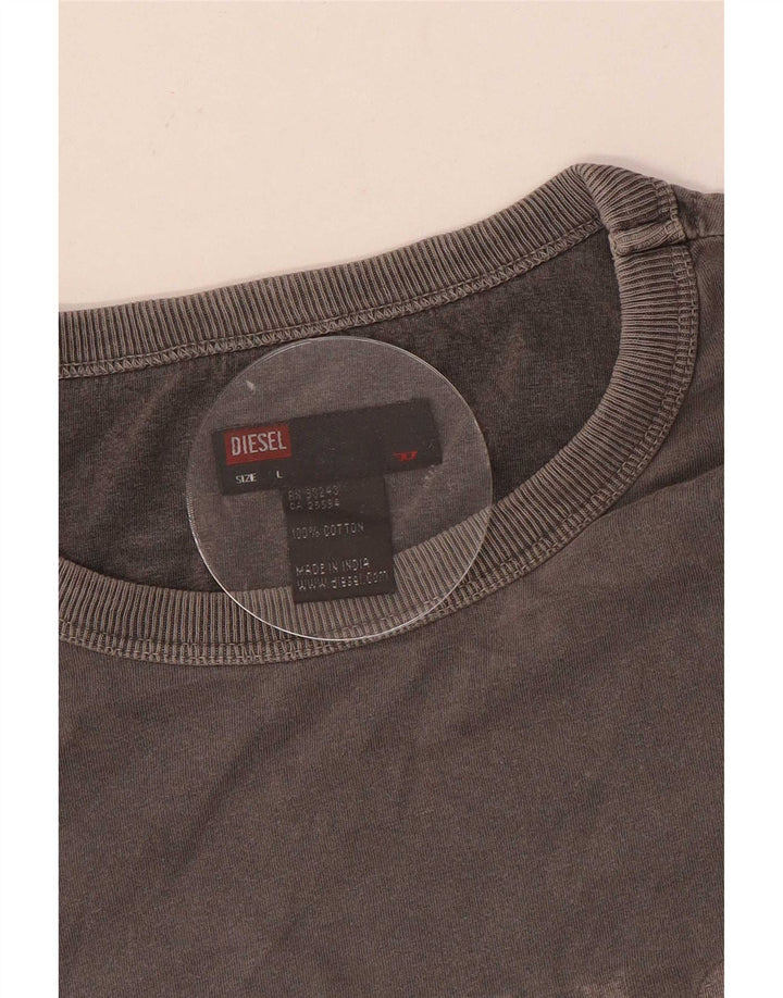Diesel Herren Graphic Top Langarm Große graue Baumwolle