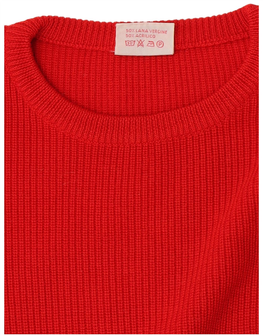 Vintage Herren-Pullover mit Rundhalsausschnitt, Mittelrote Schurwolle