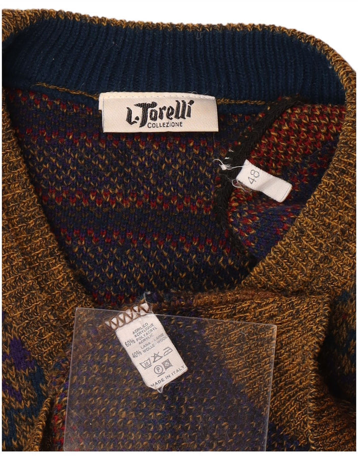 L. TORELLI Herren-Pullover mit V-Ausschnitt IT 48 Medium Mehrfarbig Fair Isle