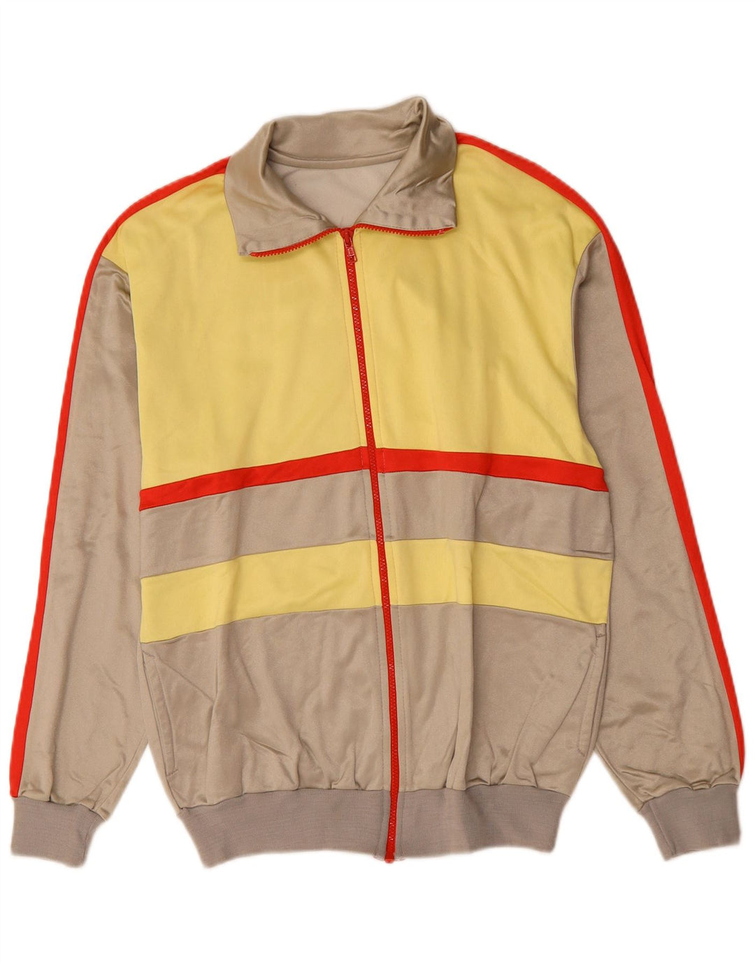 Vintage Herren-Trainingsanzug-Top-Jacke, Mittelgrau, Farbblock