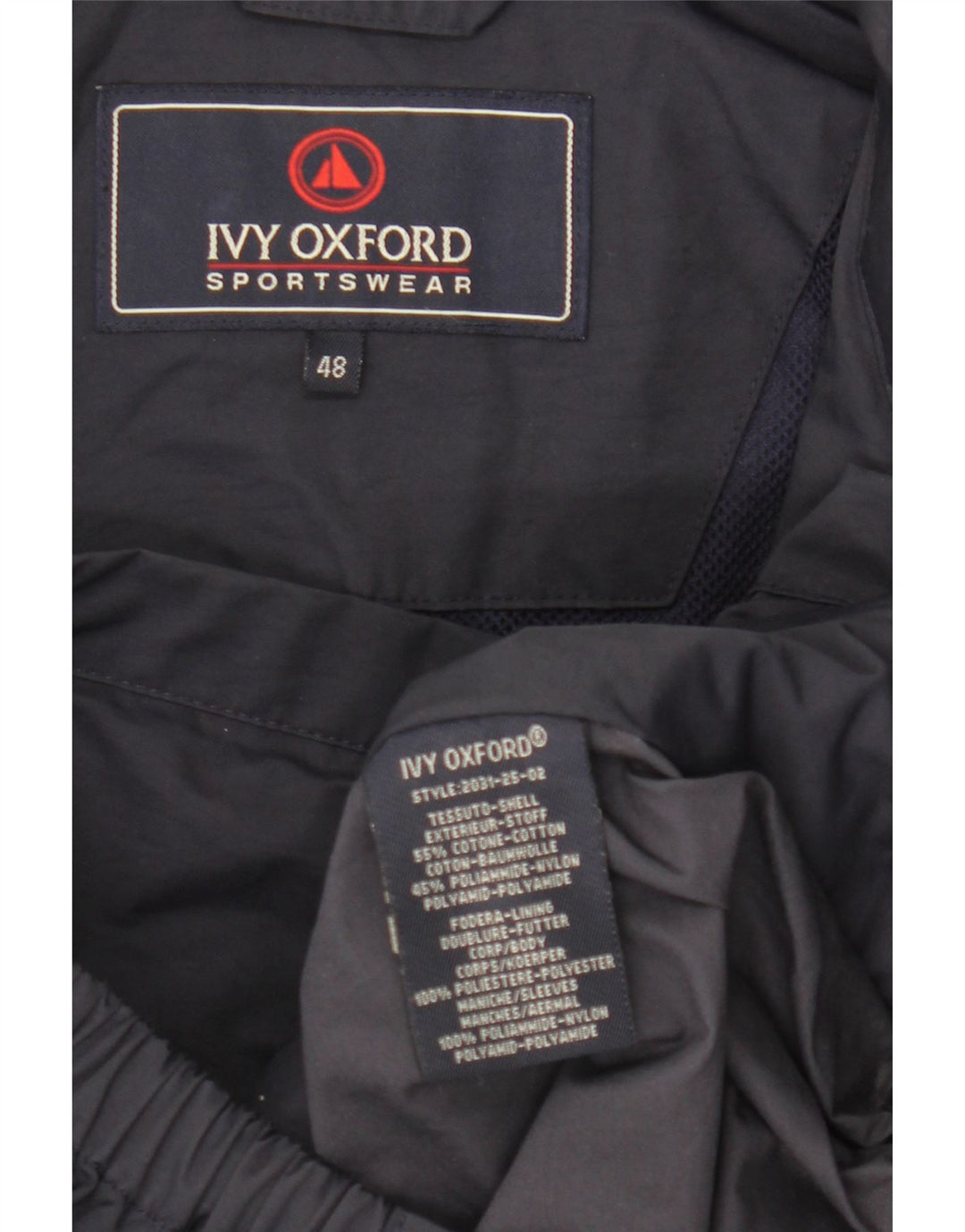Ivy Oxford Herren-Bomberjacke mit Kapuze, IT 48, mittelmarineblaue Baumwolle