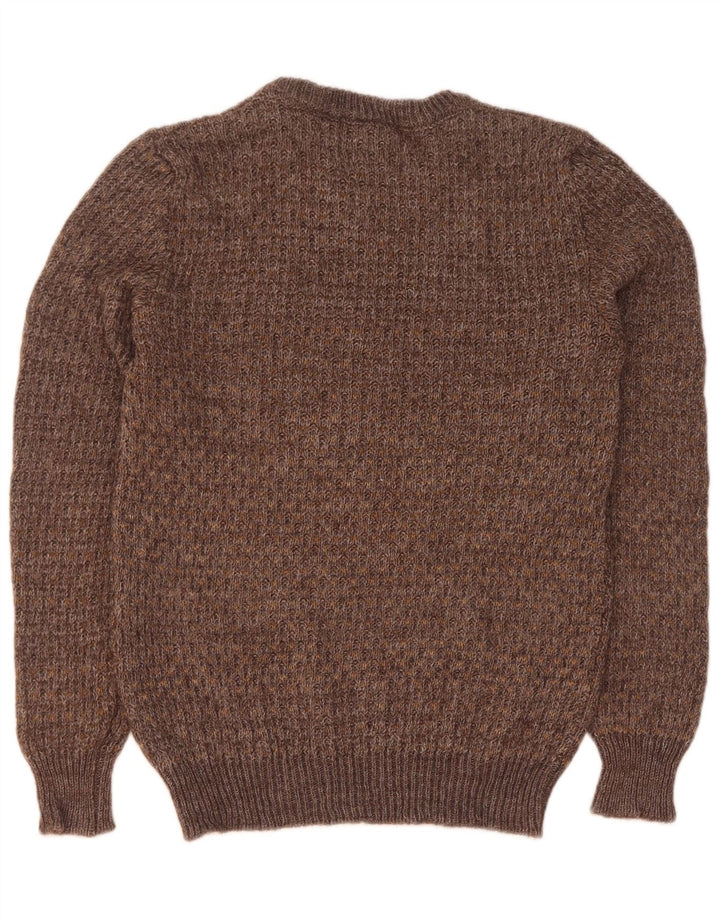 Mistral Herren-Pullover mit Rundhalsausschnitt, große braune Wolle