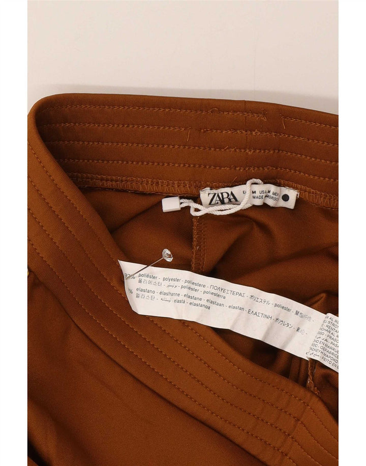Zara Damen Relaxed Fit Sport Shorts UK 14 Mittelbraunes Polyester