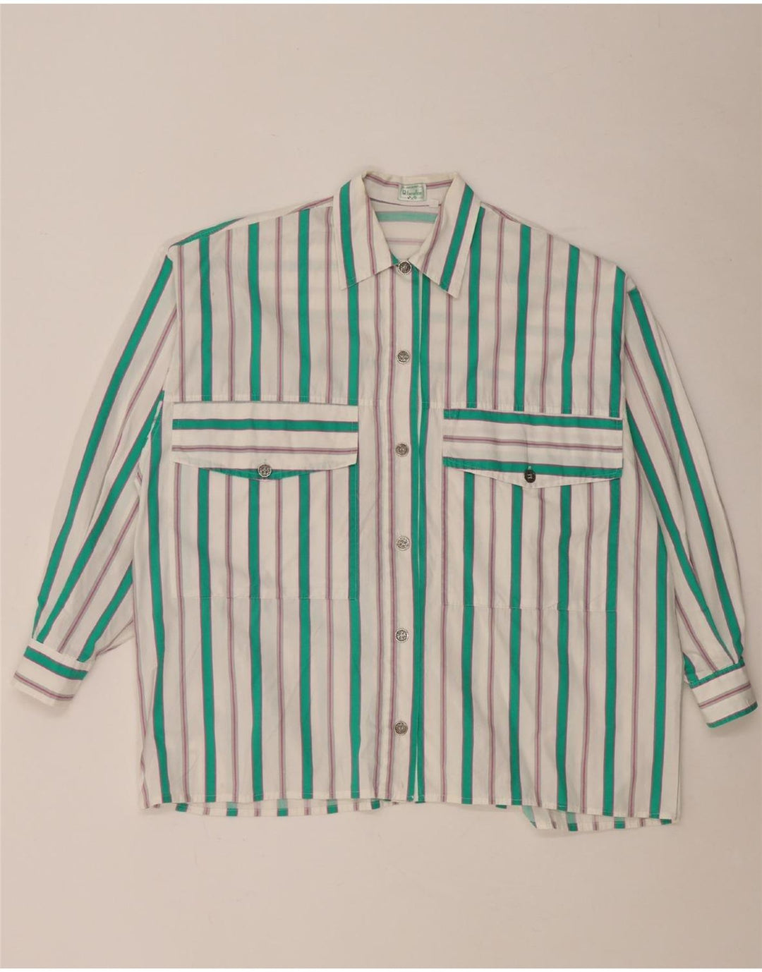 Benetton Damenhemd UK 18 XL Weiß gestreift