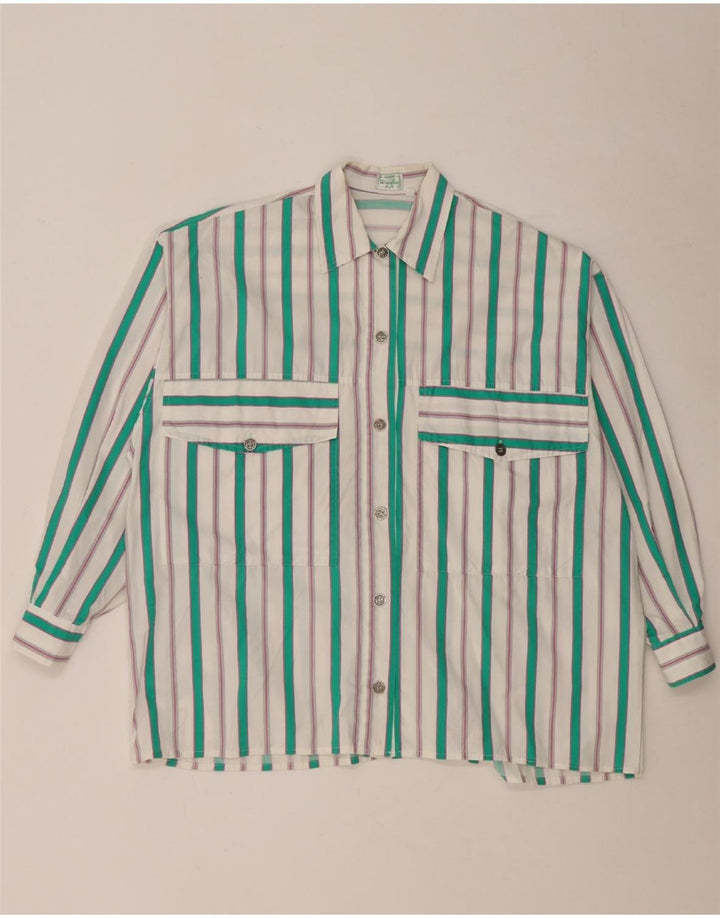 Benetton Damenhemd UK 18 XL Weiß gestreift