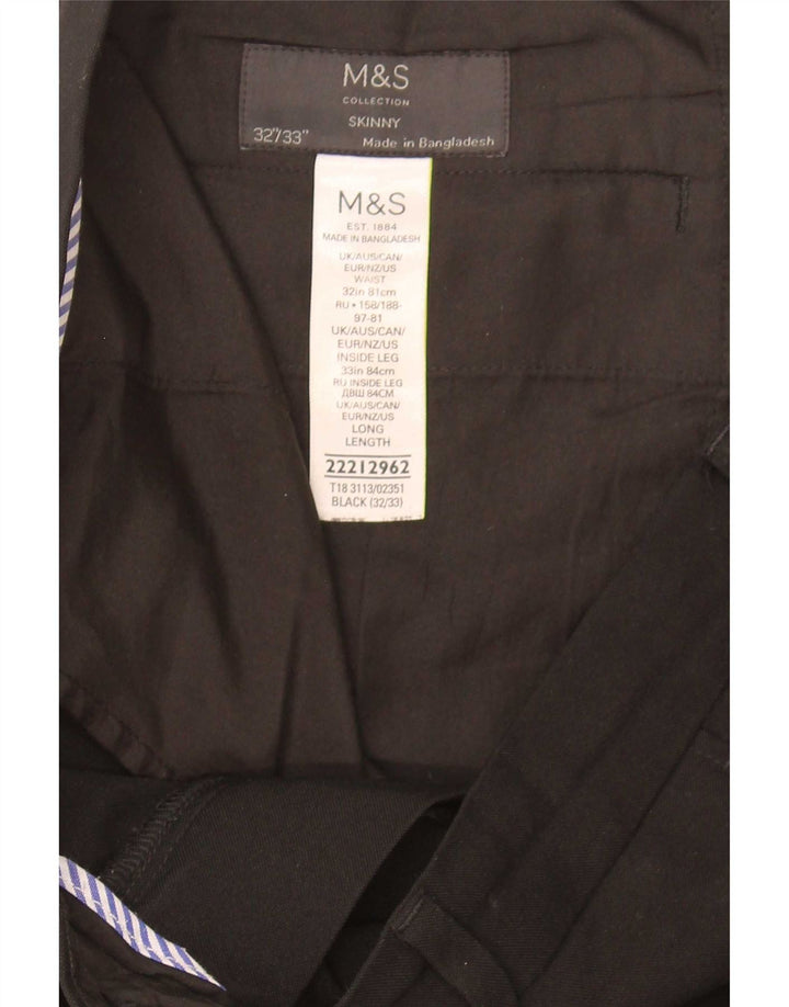 Marks & Spencer Herren Skinny Freizeithose W33 L32 Schwarz Polyester