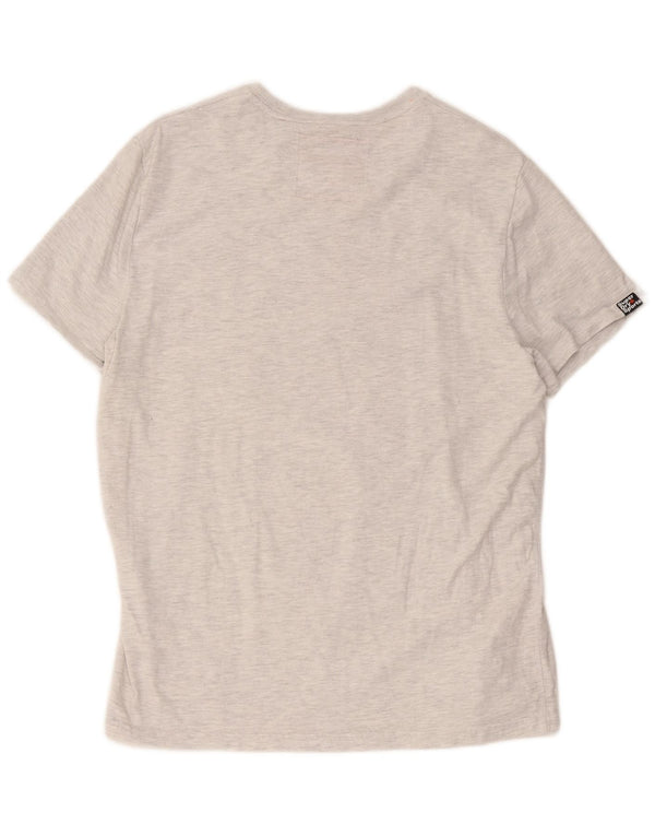 Superdry Herren Grafik-T-Shirt-Oberteil 2XL aus grau melierter Baumwolle