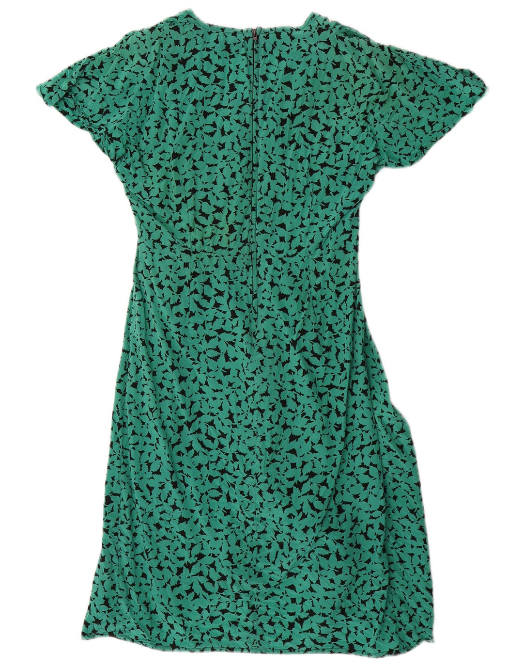 Vintage Damen Kleid in A-Linie mit abstraktem Muster, UK 16, große grüne Seide