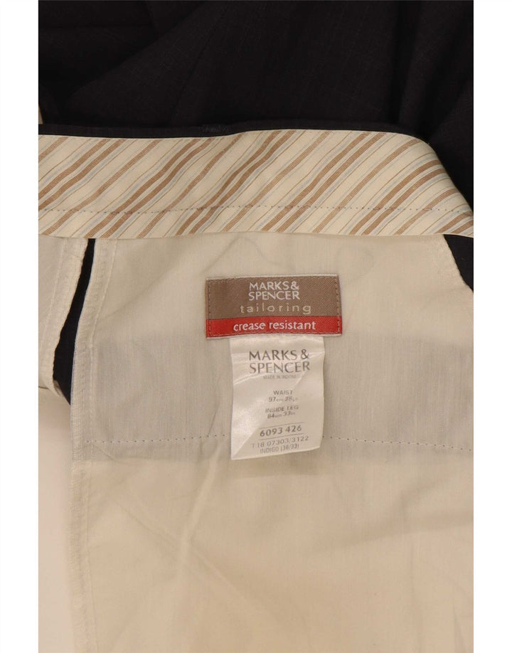 Gerade Herren-Anzughose von Marks & Spencer, W38, L33, marineblaues Polyester