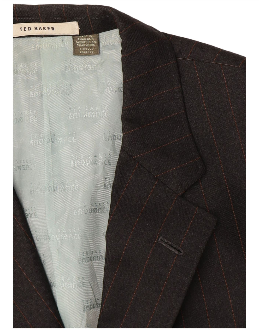 Ted Baker Herren-Blazer mit 3 Knöpfen, EU 42, XL, grau gestreifte Wolle