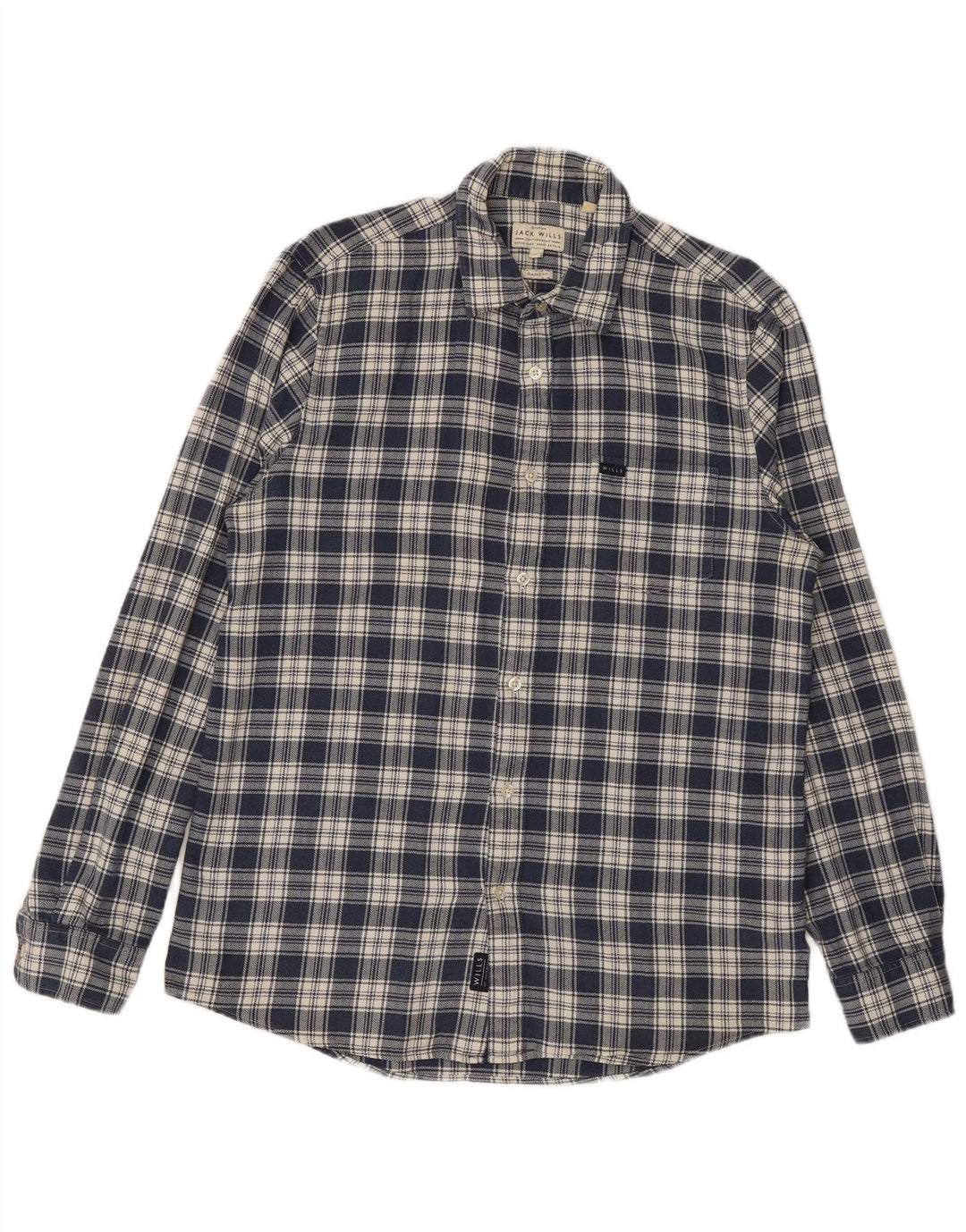 JACK WILLS Herren-Flanellhemd mit klassischer Passform, mittelmarineblau, kariert, Baumwolle