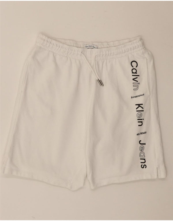 Calvin Klein Graphic Sportshorts für Jungen, 13–14 Jahre, weiße Baumwolle