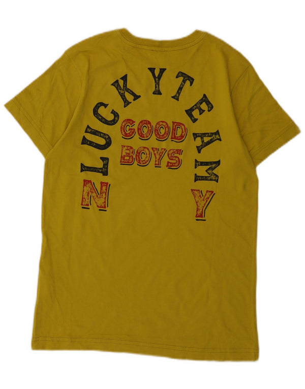 Benetton Jungen T-Shirt mit Indigo-Grafik, 13–14 Jahre, 3XL, gelbe Baumwolle