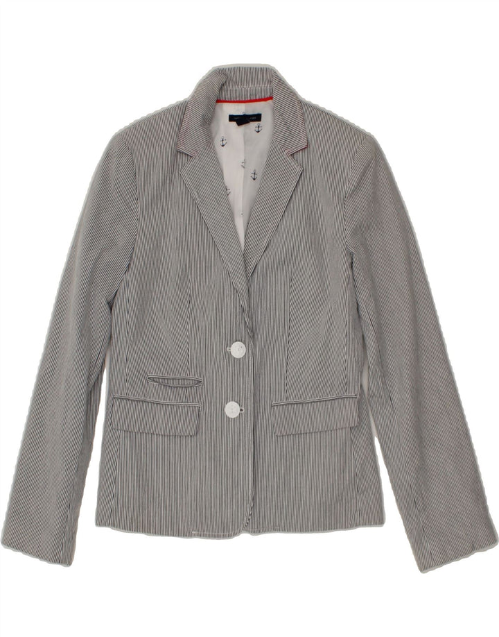 TOMMY HILFIGER Womens 2 Button Blazer Jacket US 2 XS Grey Pinstripe Cotton Vintage Tommy Hilfiger and Second-Hand Tommy Hilfiger from Messina Hembry 
