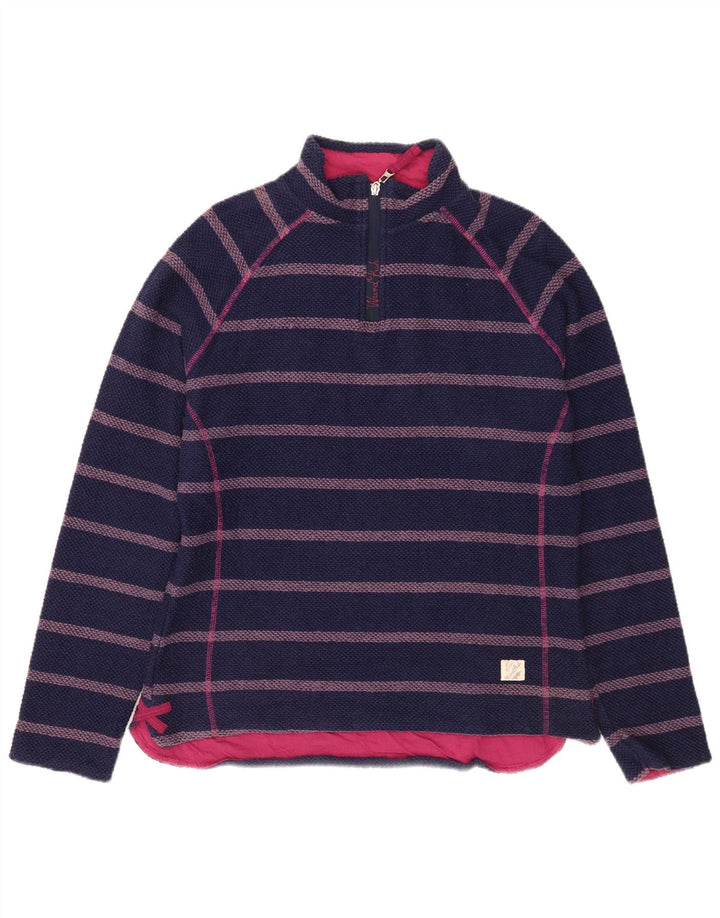 Weird Fish Damen-Sweatshirtpullover mit 1/4-Reißverschluss, Größe M, Marineblau, gestreift