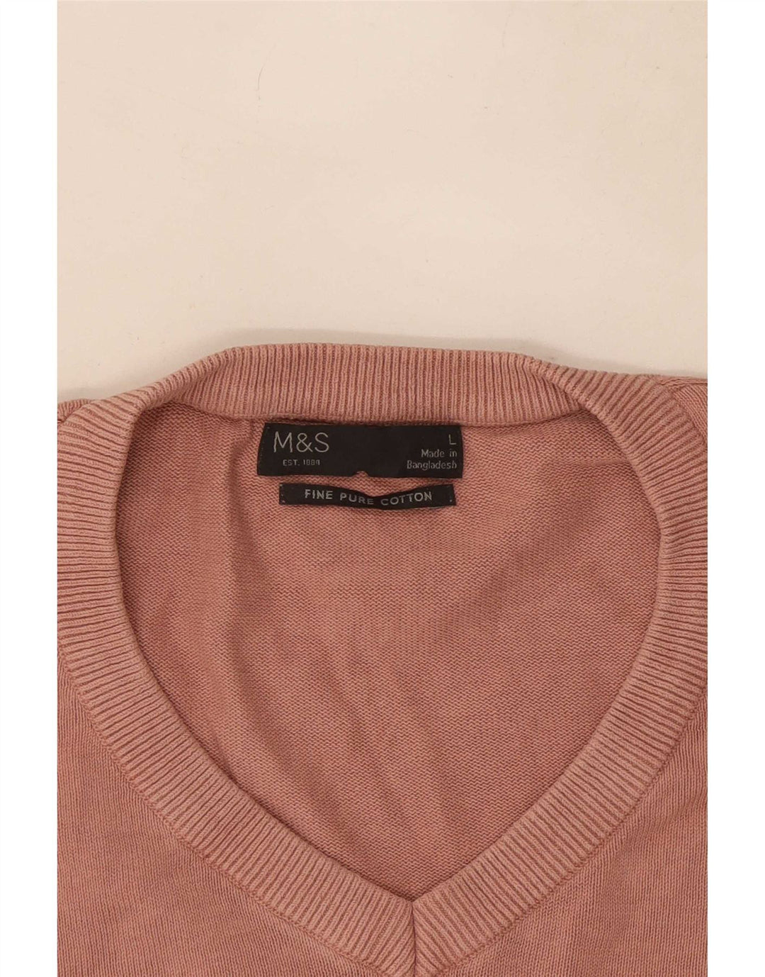 Marks & Spencer Herren-Pullover mit V-Ausschnitt, groß, rosa Baumwolle