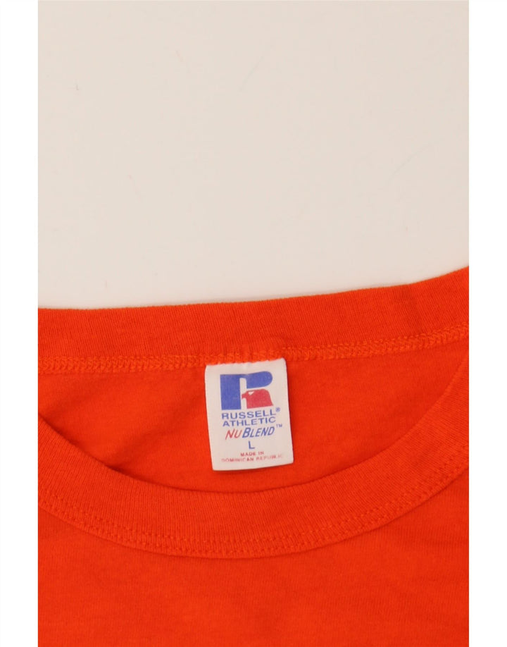 RUSSELL ATHLETIC Mens T-Shirt Top Large Orange Cotton Vintage Russell Athletic and Second-Hand Russell Athletic from Messina Hembry 