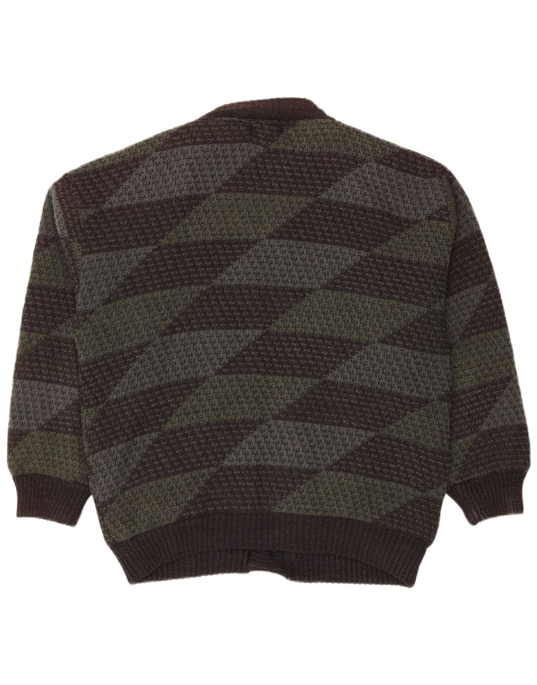 Mark Adam Herren-Strickjacke IT 48/50 Mittelgrünes geometrisches Polyacryl
