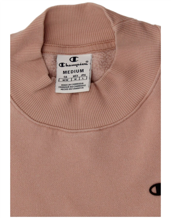 Champion Damen Crop Oversized Sweatshirt Pullover UK 14 Mittelrosa Baumwolle