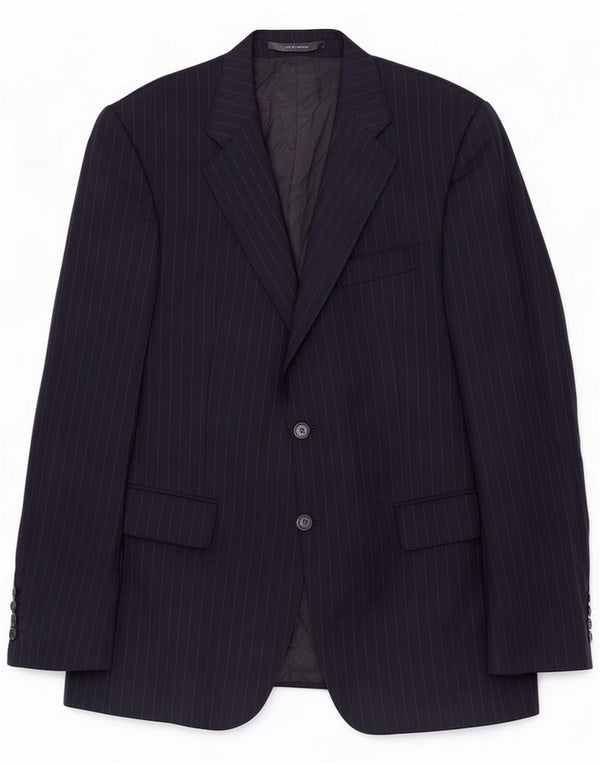 Jaeger Mens 2 Button Blazer Jacket UK 40 Large Navy Blue Pinstripe