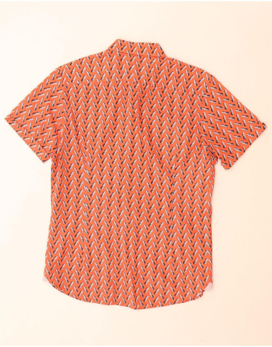 Ted Baker Herren-Kurzarmhemd mit abstraktem Muster, Größe 3, mittelorange