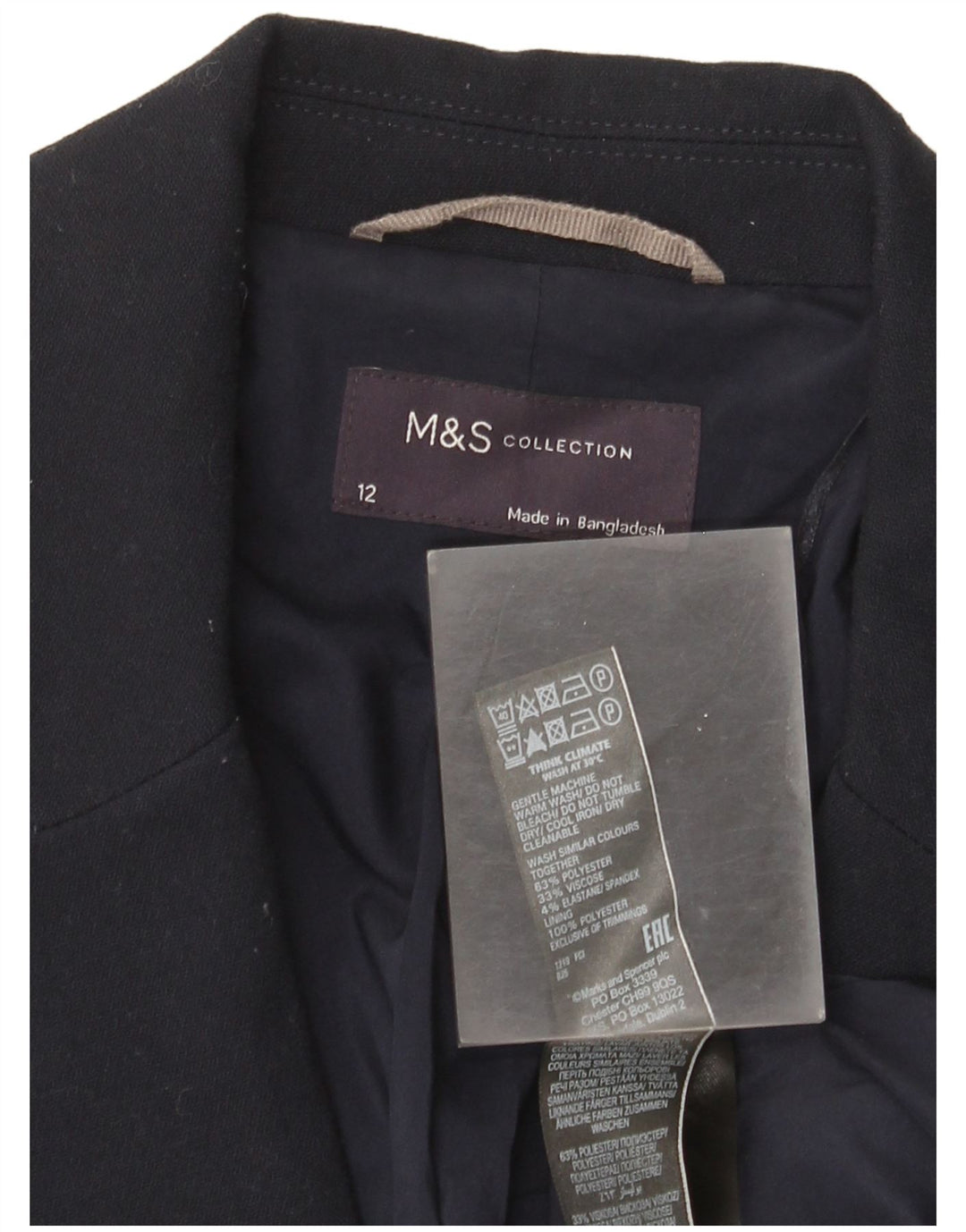 Marks & Spencer Damen 1-Knopf-Blazerjacke, UK 12, mittleres Marineblau