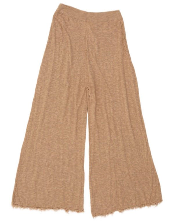 Zara Damen Strickhose mit weitem Bein, kurze Hose, UK 12, Mittel W28 L23, Beige