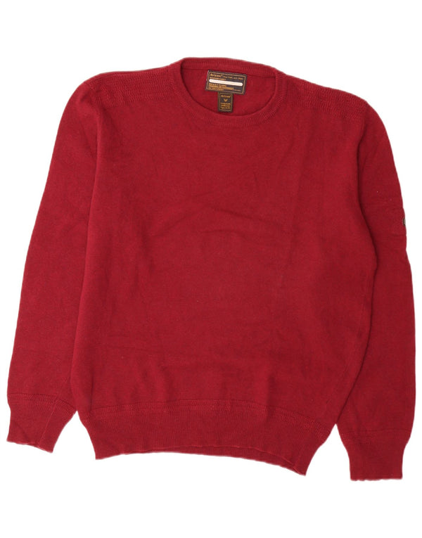 Avirex Herren-Pullover mit Rundhalsausschnitt, XL, Burgunderrote Schurwolle