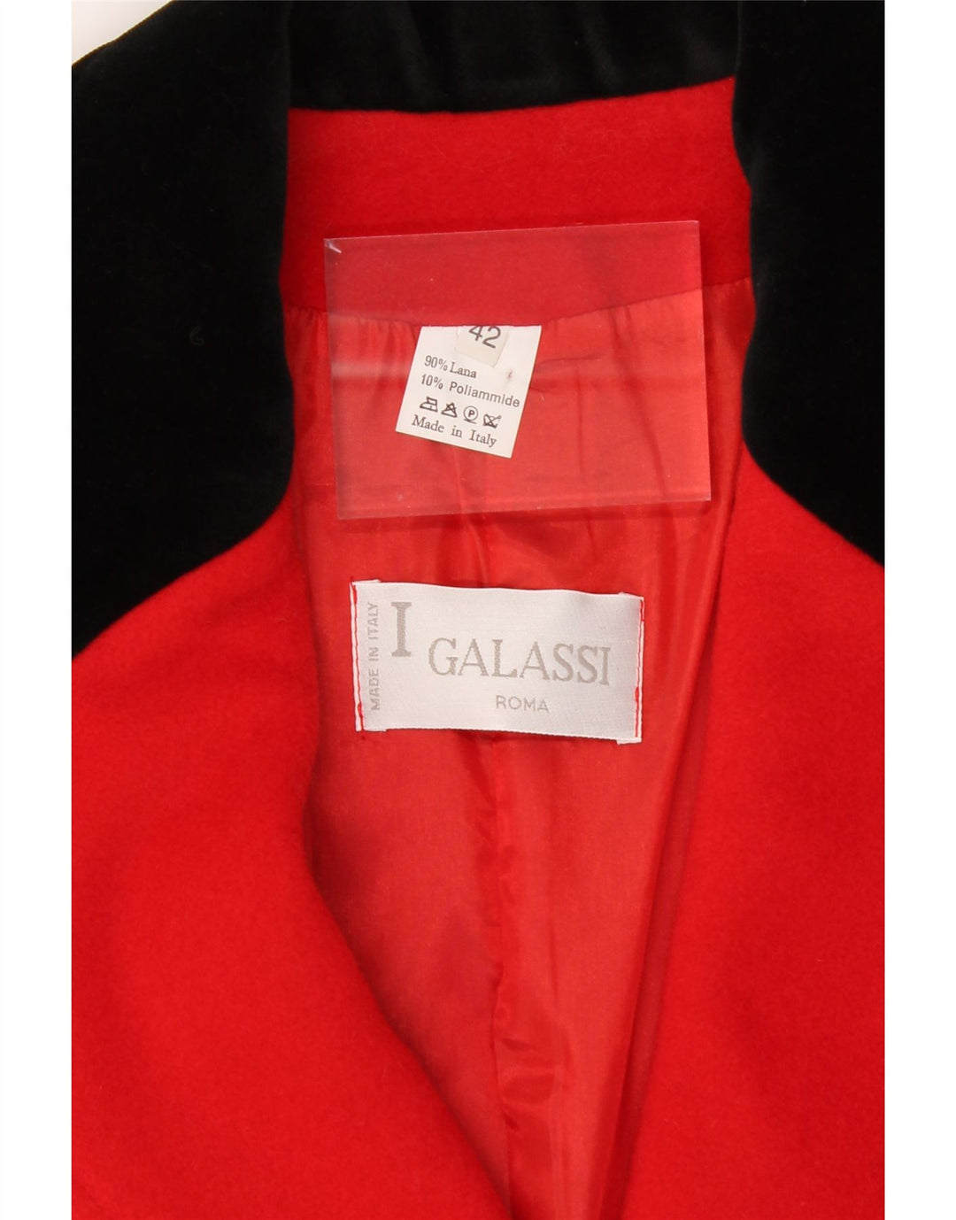 VINTAGE Womens Double Breasted Coat IT 42 Medium Red Wool Vintage Vintage and Second-Hand Vintage from Messina Hembry 
