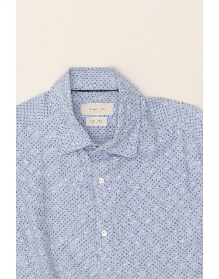 MASSIMO DUTTI Mens Shirt Medium Blue Spotted Cotton Vintage Massimo Dutti and Second-Hand Massimo Dutti from Messina Hembry 