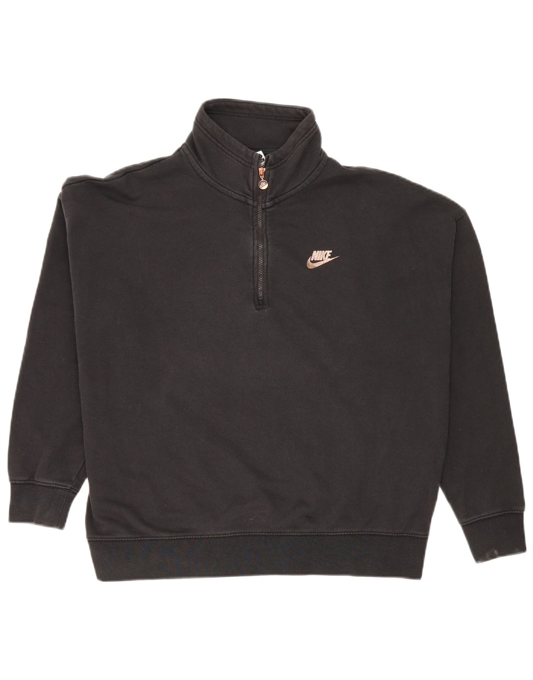 Nike Damen-Sweatshirt mit übergroßem grafischem Reißverschluss und Reißverschluss, Gr. 14, mittelschwarz