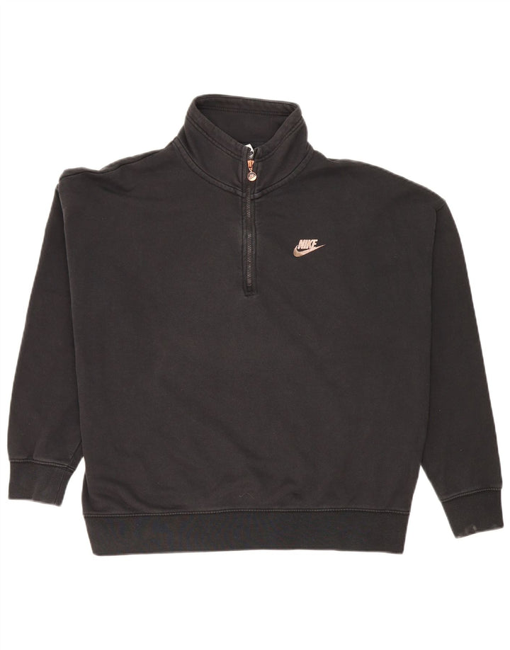 Nike Damen-Sweatshirt mit übergroßem grafischem Reißverschluss und Reißverschluss, Gr. 14, mittelschwarz