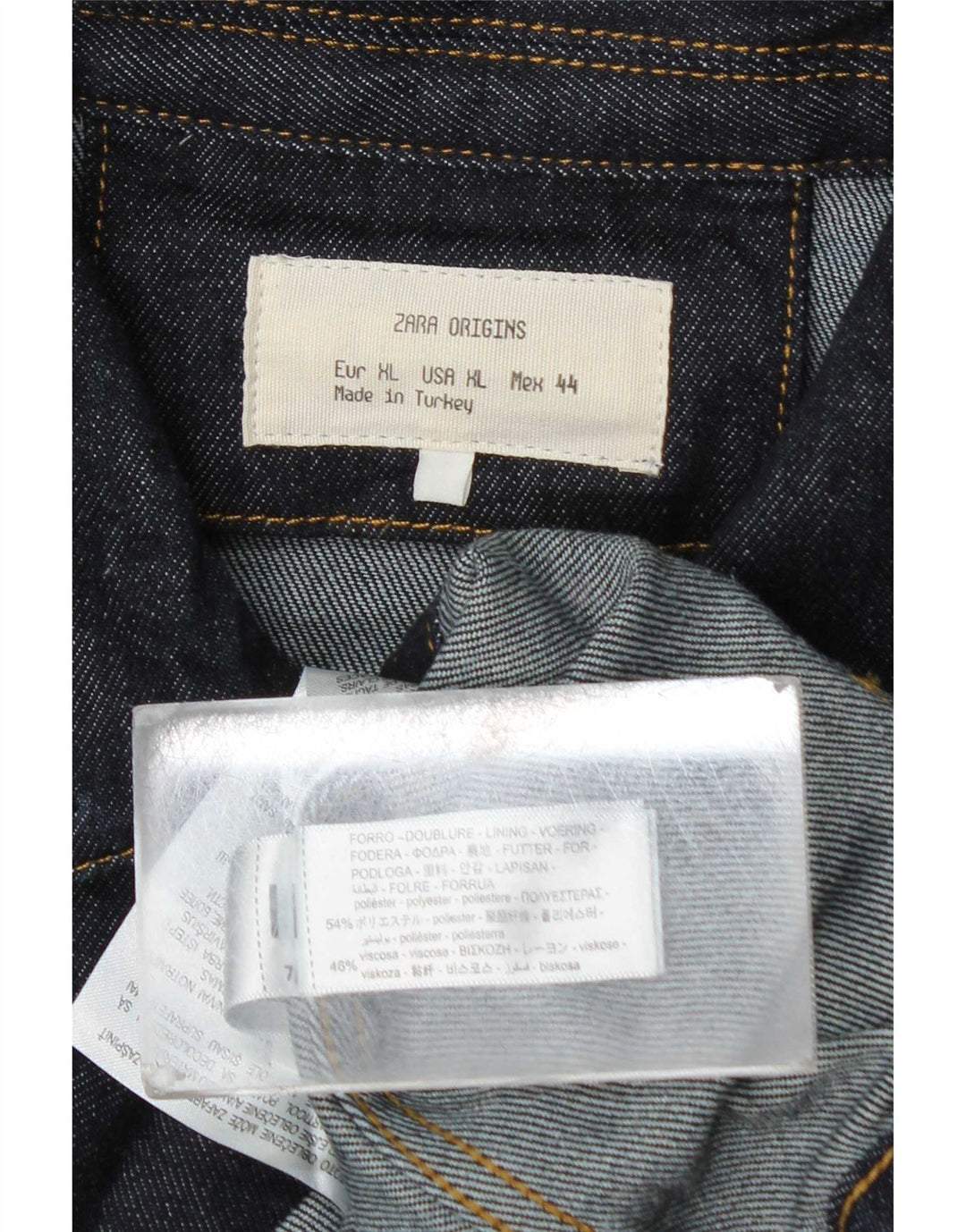 Zara Herren Jeansjacke UK 42 XL Marineblau Polyester