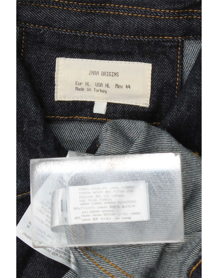 Zara Herren Jeansjacke UK 42 XL Marineblau Polyester