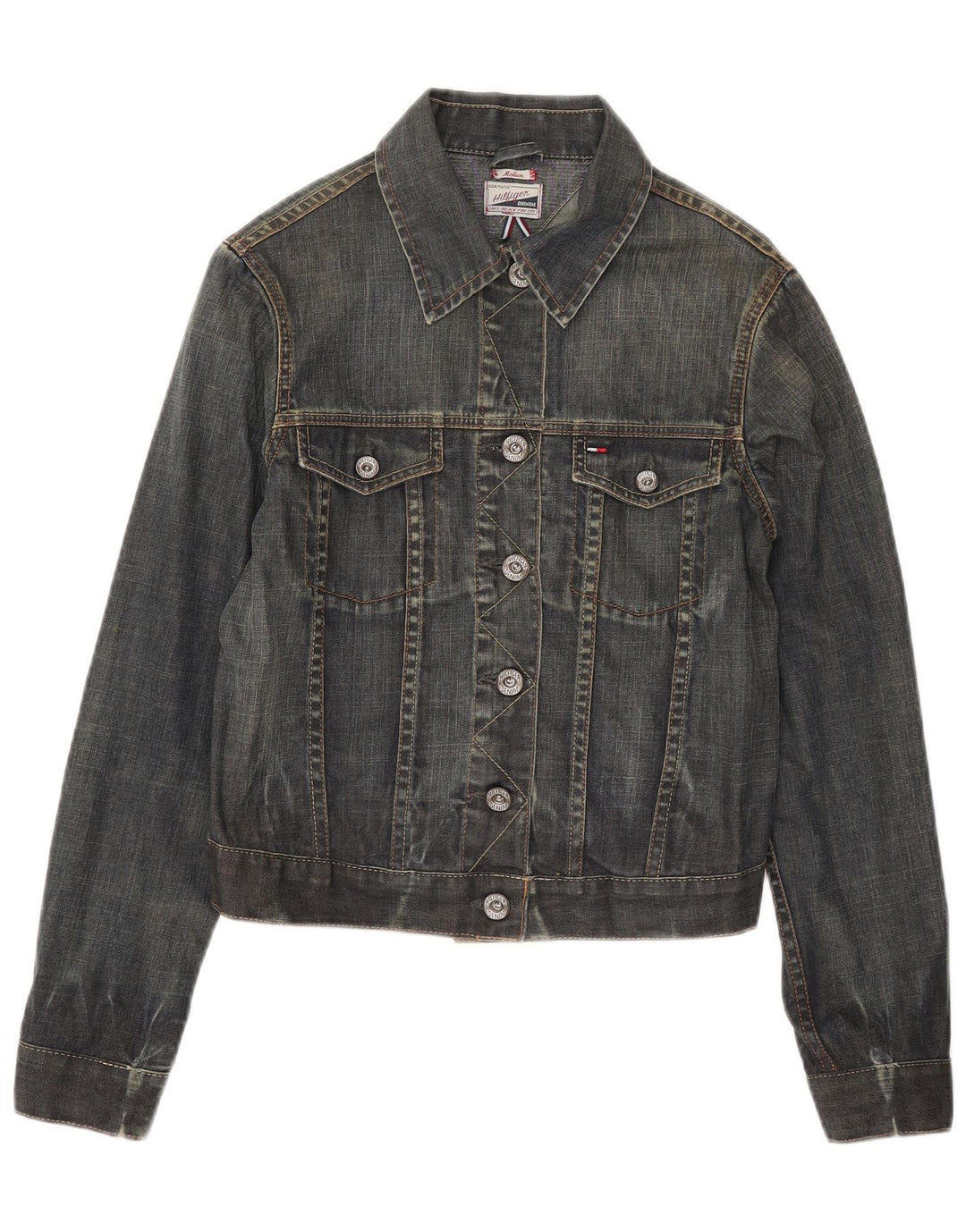Tommy Hilfiger Damen Crop Denim Jacke UK 12 Mittelblaue Baumwolle
