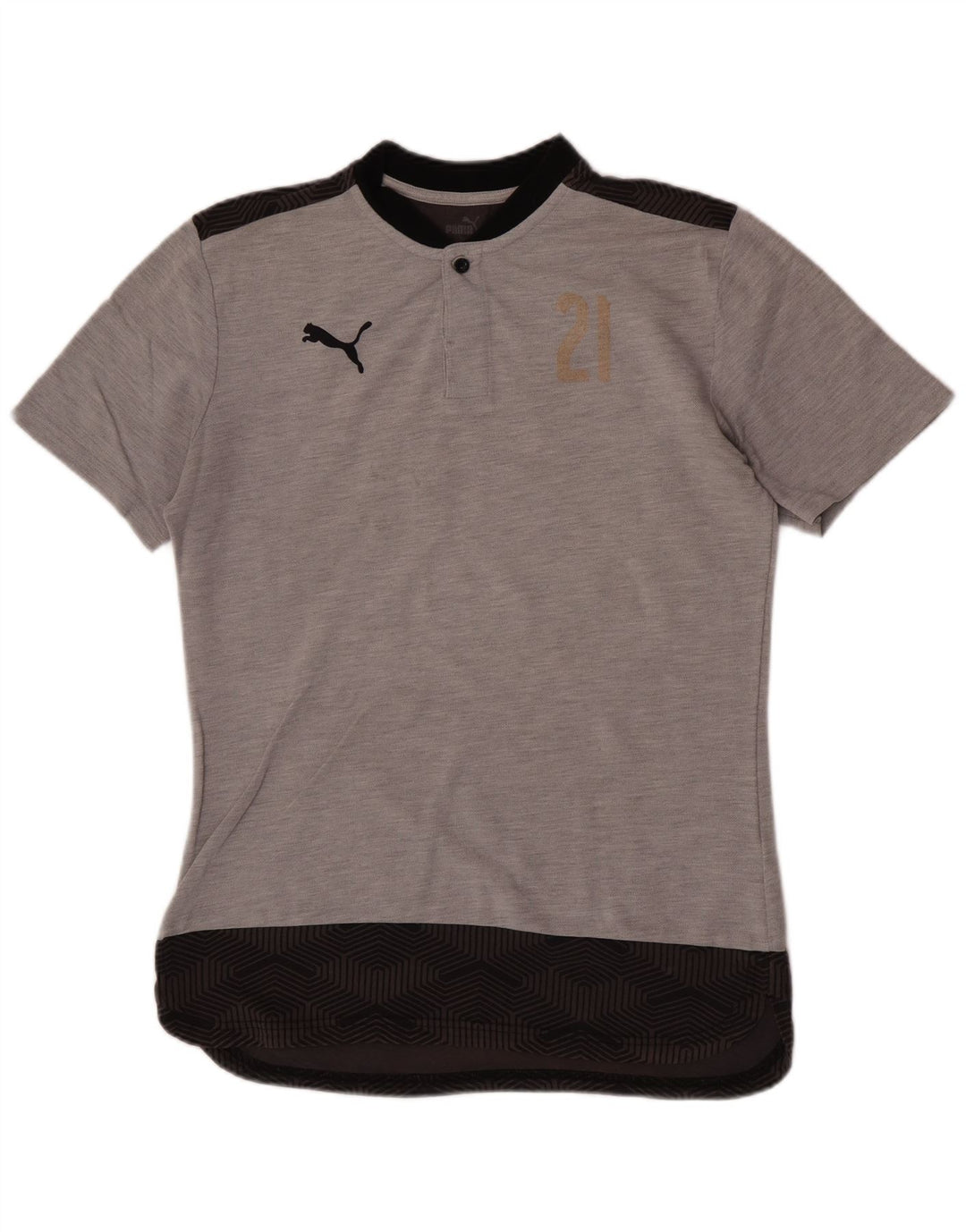 Puma Herren Grafik-T-Shirt-Oberteil aus mittelgrauer Colourblock-Baumwolle