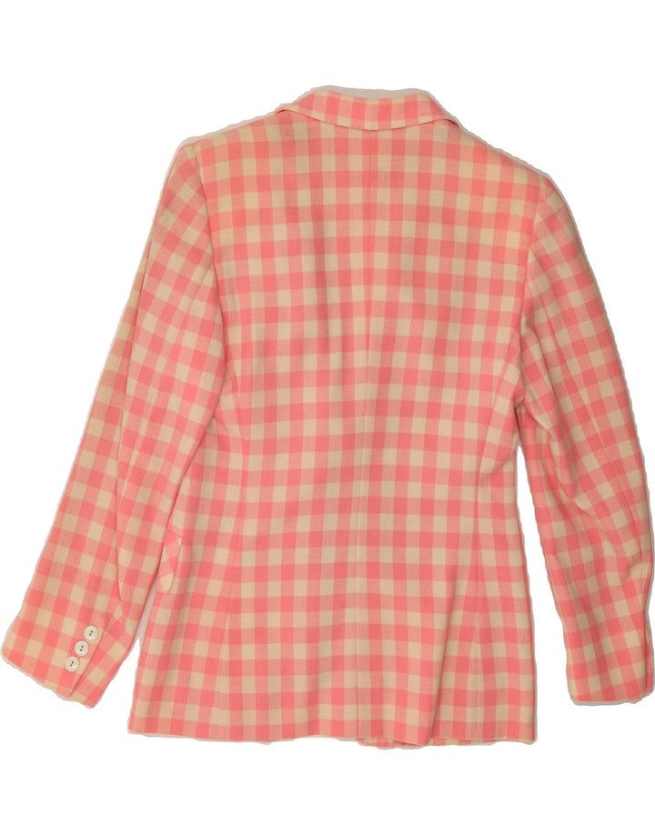VINTAGE Womens 2 Button Blazer Jacket UK 4 XS Pink Gingham Vintage Vintage and Second-Hand Vintage from Messina Hembry 