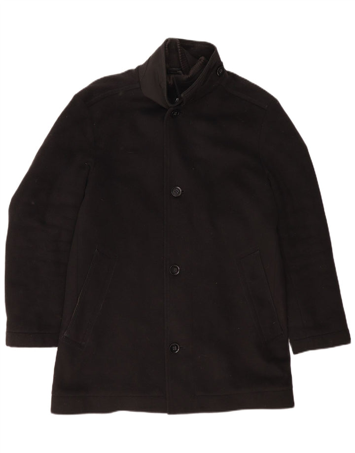 Hugo Boss Herrenmantel EU 48 Mittelschwarze Wolle