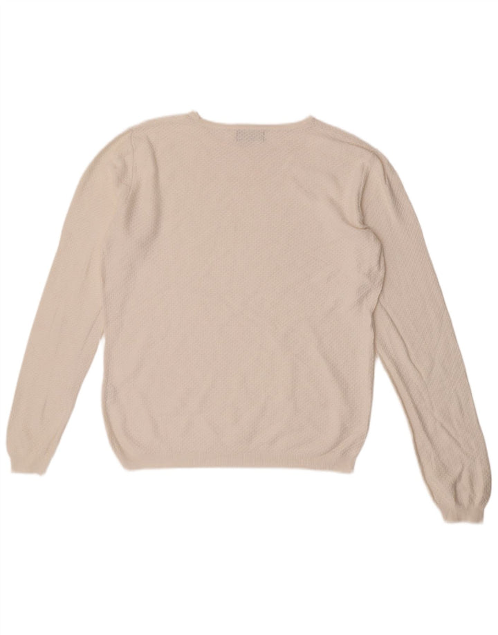 Zara Herren-Pullover mit Rundhalsausschnitt, mittelweiße geometrische Baumwolle