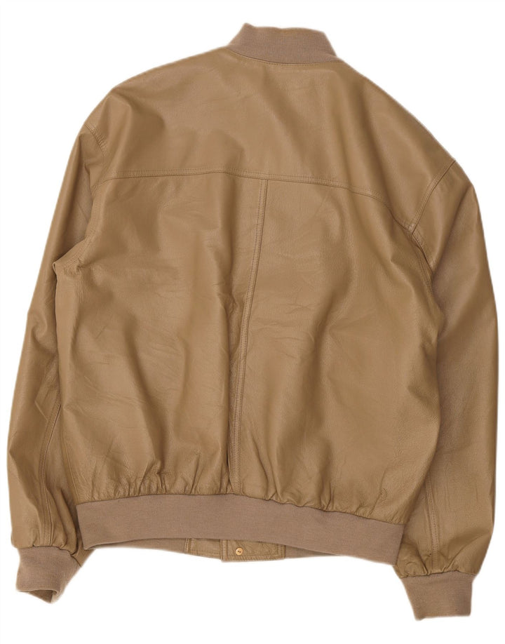 Vintage Herren Leder Bomberjacke UK 42 XL Beige